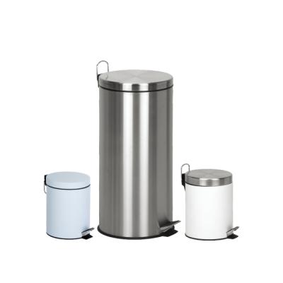 China 5L/12L/20L/30L/40L Stainless Steel Step Bin Foot Pedal Bin Viable Covered Round Waste Bin With Lid for sale