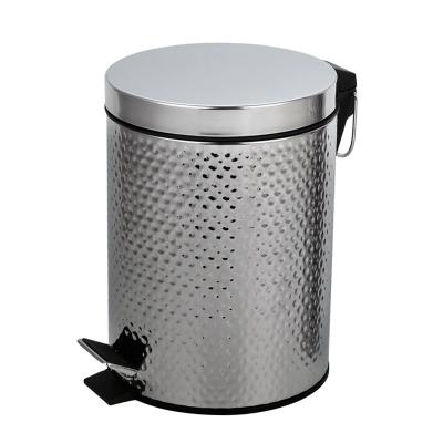 China New Design Sustainable Round Bathroom Waste Bin Trash Can Metal Pedal Trash Can With Toilet Brush Holder for sale