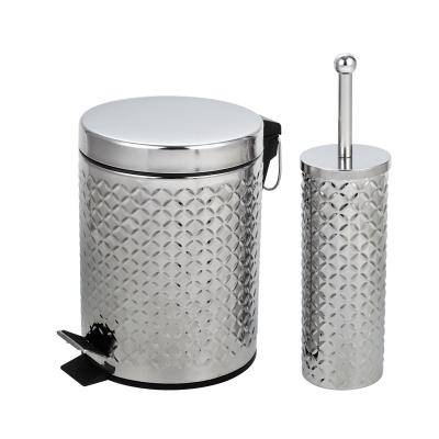 China Sustainable High Quality Pedal Bin Bathroom Trash Can With Toilet Brush for sale