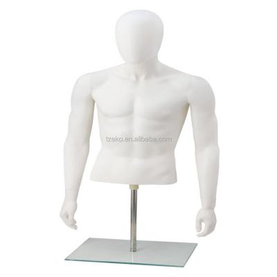 China Maternity Male Half Body Torso With Head And Shoulder Ghost White Cheap Display Plastic Male Mannequin for sale