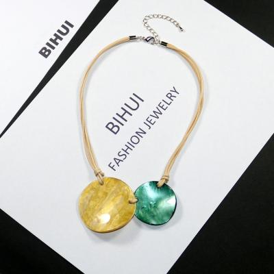 China TRENDY unique design style fashion korean acrylic color wavy round charm necklace for women and girls spring jewelry wholesale summer for sale