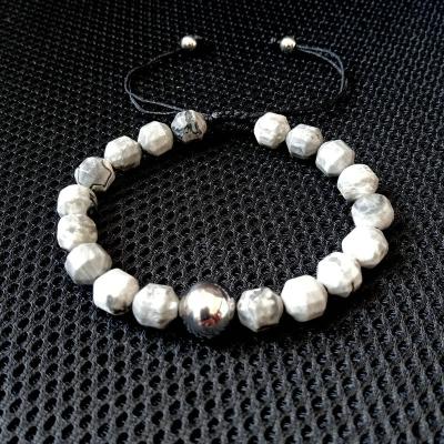 China NEW FASHIONABLE STYLE Faceted Natural Stone Steel Ball Stainless Steel Ball Energy Rope Braided Bracelets Men Wrist Bracelet Fashion Jewelry Wholesale for sale