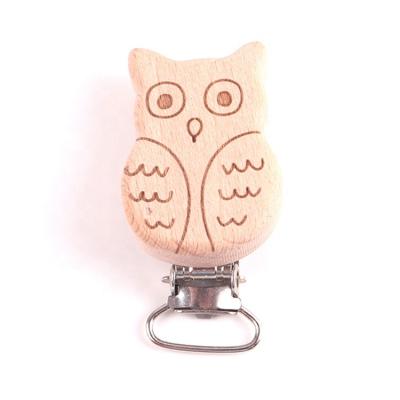 China BPA Free New Product Clip Cheap Wide Beech Labeling Pacifier Clip Owl Pacifier Clip Cartoon Animal For Baby for sale