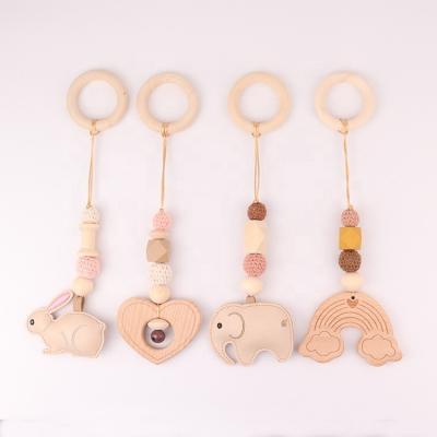 China Musical Baby Wooden Floors Toys Gym Props Infant Pendants Toys Teething Hanging Baby Stroller Pram Activity Toy for sale