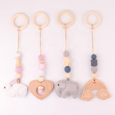 China Musical Wholesale Promotion Baby Game Gym Wooden Teether Toys Hanging Baby Game Gym Newborn Foldable Wood for sale