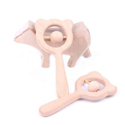 China Toy Wooden Baby Rattle Clutching Baby Hand Rattle Wooden Handmaking Teether Toddler Soft Toys for sale