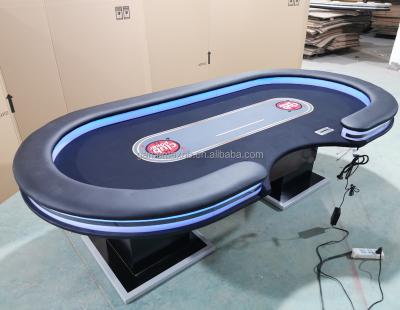 China MDF+Wood+PU for Europe Customized Poker Table with LED Lamps, USB Interfaces, Chip Tray 260 X 130 cm for sale