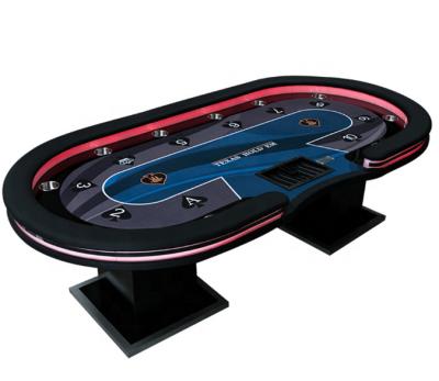 China Profession Customized MDF+Wood+PU Poker Table With LED Lamps, USB Interfaces, Chip Tray for sale