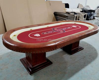 China High End Custom Texas Hold'em Table With Real Leather Wooden Poker Table Luxury Customer Requirements for sale