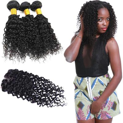 China Natural Malaysian Virgin Hair Extensions / Malaysian Curly Hair With Silk Base Closure for sale