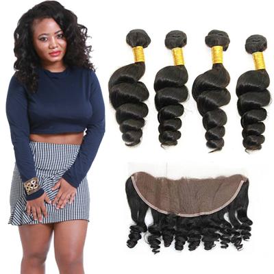 China 8A autênticos afrouxam o Weave encaracolado do cabelo de Remy do indiano 4 pacotes com Frontal à venda