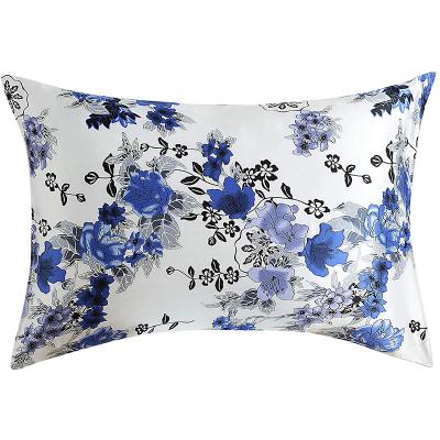 China PORTABLE Wholesale Flower Printed Satin Pillow Cases Custom Made Silk Satin Comfortable Pillow Case for sale