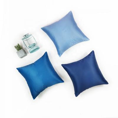 China PORTABLE Fancy Sublimation Silk Cool Pillow Case with Zipper and Logo Silk Blue Decorative Pillows for sale