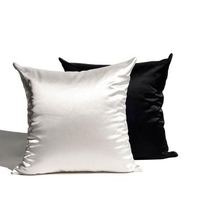 China New Solid Color PORTABLE Luxury Custom Faux Silk Pillow Cases Silver Infused Silk Pillow Case With Logo And Zipper for sale