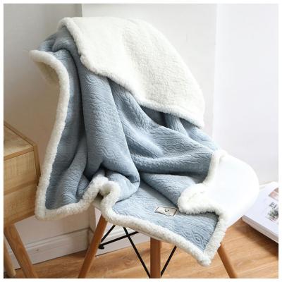 China New PORTABLE Simple Style Christmas Winter Blanket Solid Color Outdoor Warm Polyester Airline Travel Blanket for sale