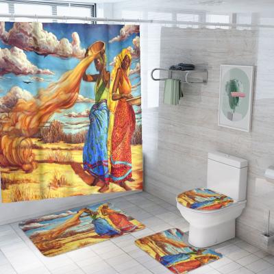 China Sustainable Amazon Success African American Shower Curtain Designer Inspired Bathroom Shower Curtain Set for sale