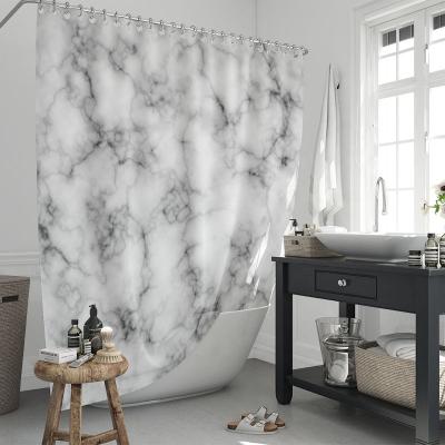 China Sustainable Hot Sale Shower Curtain Set For Bathroom His And Hers Stall Marble Shower Curtain for sale