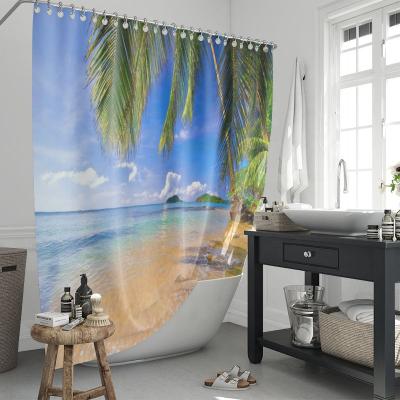 China Sustainable Home Decor Toilet Sea Shower Curtain Polyester Luxury Customizable Shower Curtain for sale