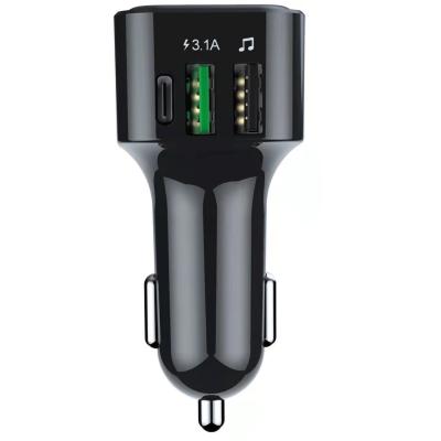 China Multifunctional Car Fm Transfer 5.0 New Design Fm Transmitter With Dual Led Screen Display Phone Charger Fast Charging for sale