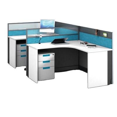 China Contemporary L Shaped Office Workstation Partition, The Blue 4 Person Workstation for sale