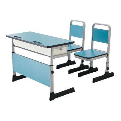 China Contemporary colorful functional simple desk and student double seat chair for sale