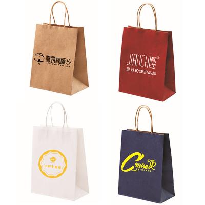 China Recyclable Custom Printed Brown Kraft Paper Shopping Bag With Handles for sale