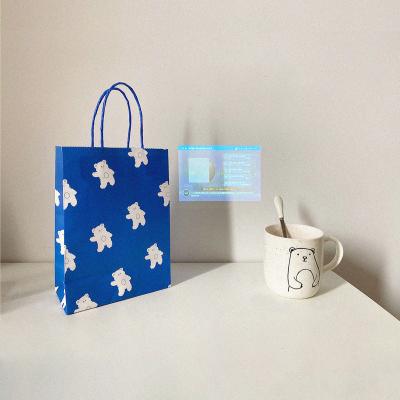 China Customized Wholesale Recyclable Blue Logo Paper Bag Shopping Blue Paper Handbag Blue Paper Gift Bag for sale