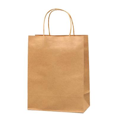 China Recyclable Brown Kraft Paper Bag With Twisted Handle Logo Custom Shopping Bag for sale