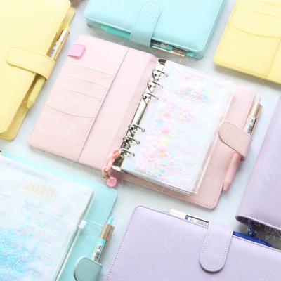 China Macaron Organizador Color A6/A5 PU Notebook Cover Printed Leather Custom Diary Agenda Planner Bullet Cover Notebook Stationery for sale