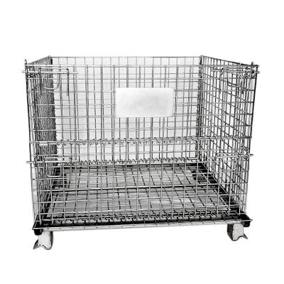 China Collapsible Collapsible Steel Wire Mesh Storage Cage Pallet Containers Corrosion Protection Hot Selling Metal for sale