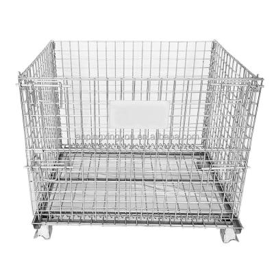 China Corrosion Protection Heavy Duty Storage Mesh Box Wire Cage Metal Bin Storage Container for sale