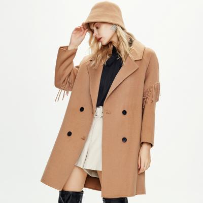 China Fashion Single Breasted Round Sleeve Waterproof Autumn Women Faux Wool Coat Long Down Casual Loose Winter Female Blends Outwear 2021 for sale