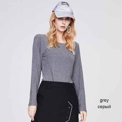 China JAZZEVAR Autumn And Winter Breathable Dark Gray Ladies Round Neck Fashion Single Push Up Sweater 12105 for sale