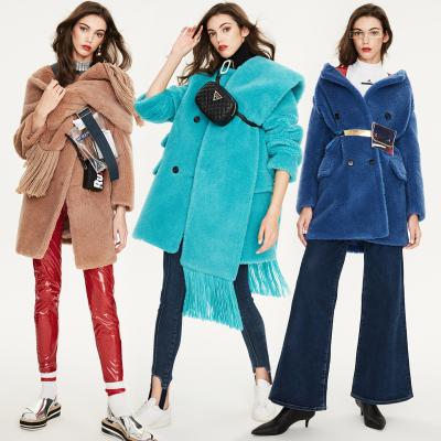 China Anti-Wrinkle Curing Manufacturers Custom Winter Faux Leather Jackets Coat Plus Size Women's Shearling Coats Plush Pea Coat for sale