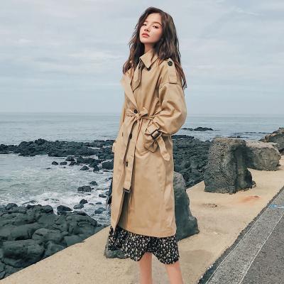 China Blue Khaki Lady Clothes Autumn Spring Outerwear Oversize Quality Fashion Women's Brand New Anti-wrinkle Ditch Cross Belt Long Coat for sale