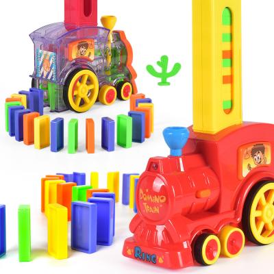 China Auto Laying Domino Brock Kids Domino Train Car Set Colorful Auto Laying Game DIY Educational Toy Gift of Sound Light Domino Brick Domino Blocks for sale