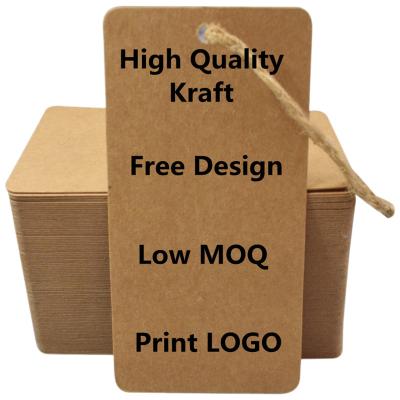 China Sustainable Free Design Custom Printed Distressed Garment Labels Retro Brown Kraft Paper Tag For Clothes for sale