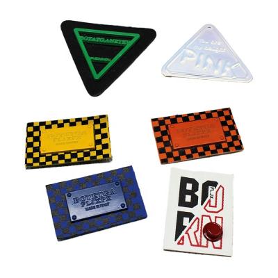 China Cheap Viable Custom Design Printing Name PU Garment Swing Tags Leather Hang Tags Hangtags For Clothing own logo for sale