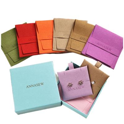 China Recyclable Luxurious Yellow Blue Black Gray Pink Small Folding Jewelry Pouch Bag With Jewelry Box Packaging for sale