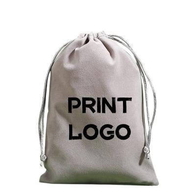 China Recyclable Cheap Custom Printed Drawstring Jewelry Pouch Velvet Bag Jewelry Pouches With Logo for sale