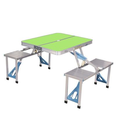 China Modern Outdoor Portable Aluminum Material Outdoor 4 Person Picnic Table Alloy Folding Dining Camping Tables With 4 Chairs for sale