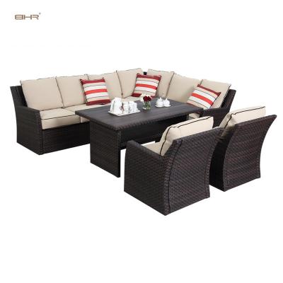 China Modern Wholesale Rattan Corner Compact Patio Garden Sets Outdoor Furniture Rattan Sofa for sale