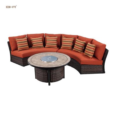 China Modern Luxury Outdoor Rattan Style Fire Pit Garden Rattan Furniture Circular Round for sale