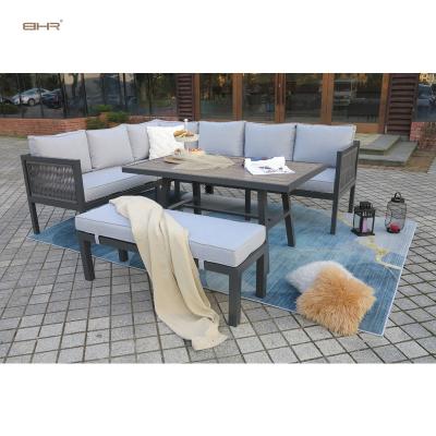 China Modern Luxury Outdoor Sofa Set Rope Fabric Outdoor Rope Weave Furniture Garden Set Modern 1200*400*360mm 1350*800*680mm 1700*720*730mm for sale