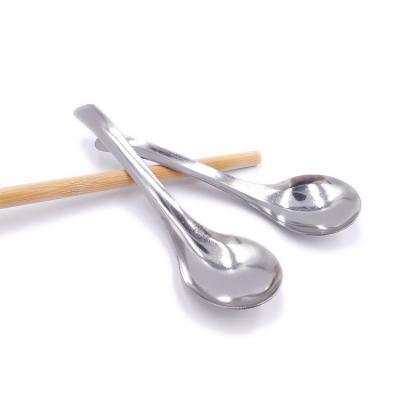 China Viable Kitchen Table Thickened Round Rice Spoon Stainless Steel Count Spoon Metal Dessert Rice Soup Spoon for sale