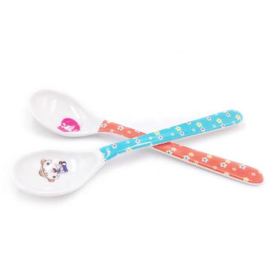 China Custom Multifunctional Spoon Eco-Friendly Coffee Spoon Handle Mini Melamine Tableware Sugar Traditional Printed Kids Long Spoon for sale