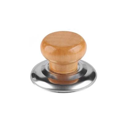 China Minimalist Wooden Top Head Pot Lid Stainless Steel Bead Lid Handle Pot Lid Replacement Accessory Handle for sale