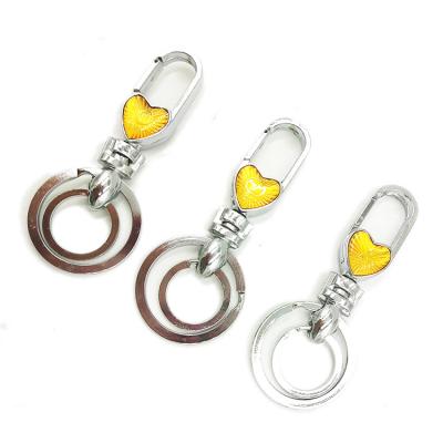 China Double High Quality Practical Cheap Wholesale Ring Car Keychain Promotion Gift Gold Rubber Heart Face Metal Supplies for sale