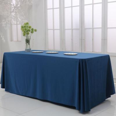 China Durable New Navy Blue Velvet Rectangle Tablecloth Wedding Table Clothes Set for sale