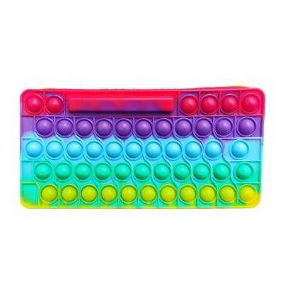 China Funny Educational Stress Reliever Toy AA155 Toy AA155 Educational Stress Reliever Digital Push Bubble Pen Storage Bag Silicone Rainbow Sensory Pen Storage Bag Silicone Rainbow Push Bubble for sale